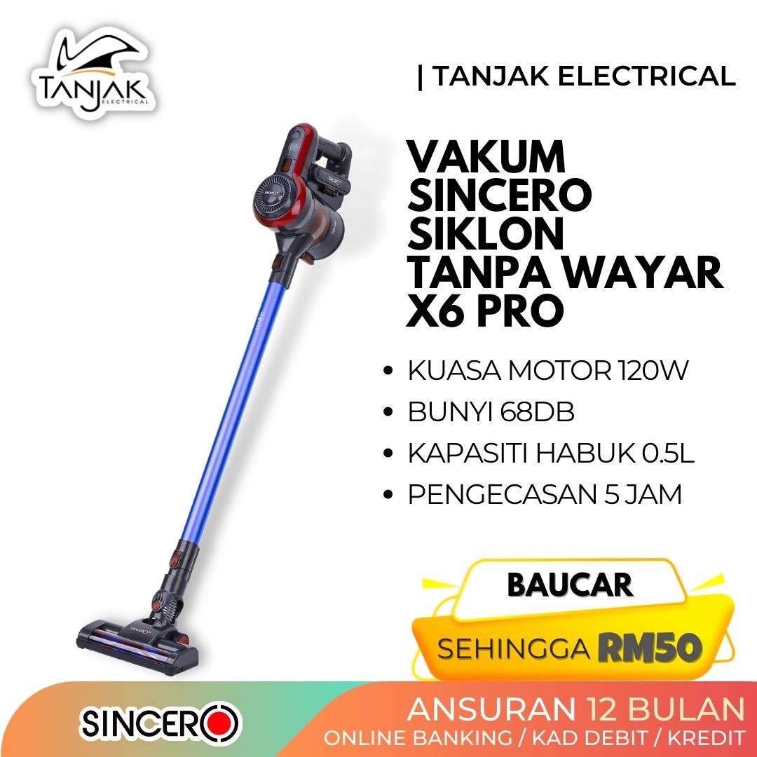 Sincero Rechargeable Wireless Cordless Cyclone Vacuum Cleaner X5 PRO SVC 320 - Tanjak Electrical