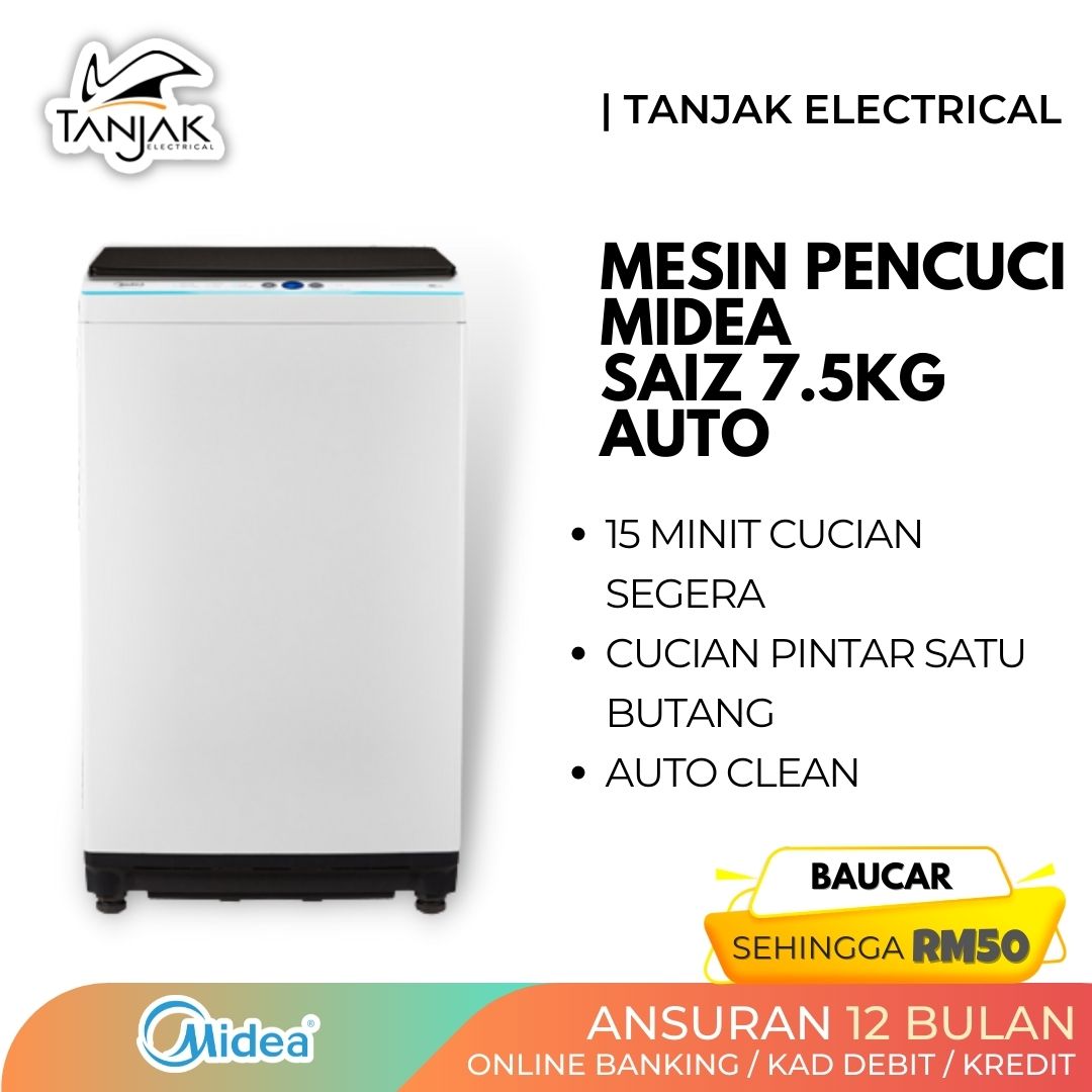 Midea 7.5KG Full Auto Washing Machine MA100W75 WK E 2 - Tanjak Electrical
