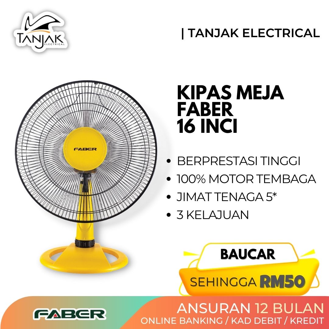 Faber 16 Inch Table Fan Revo Yellow FTF R9316YL 1 - Tanjak Electrical