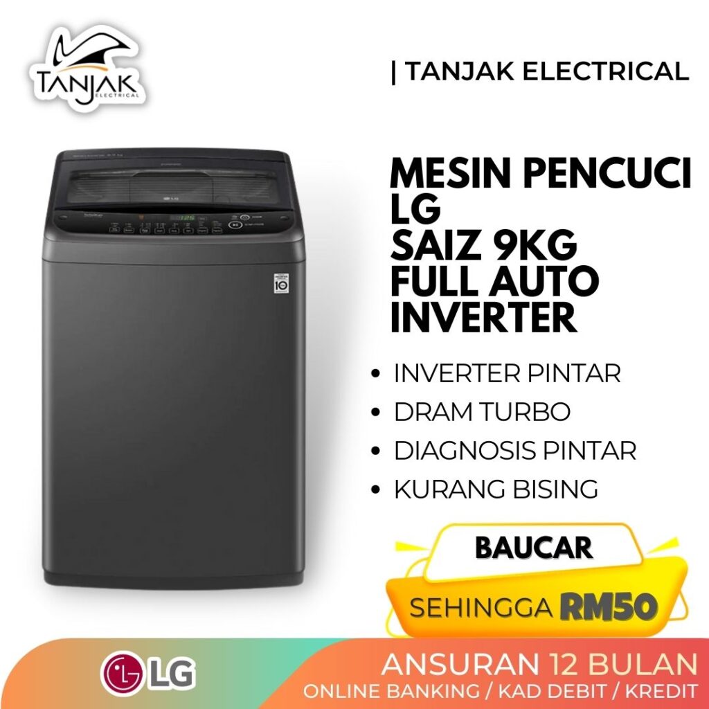 LG 9KG Full Auto Washing Machine with Smart Inverter T2109VS2B - Tanjak Electrical