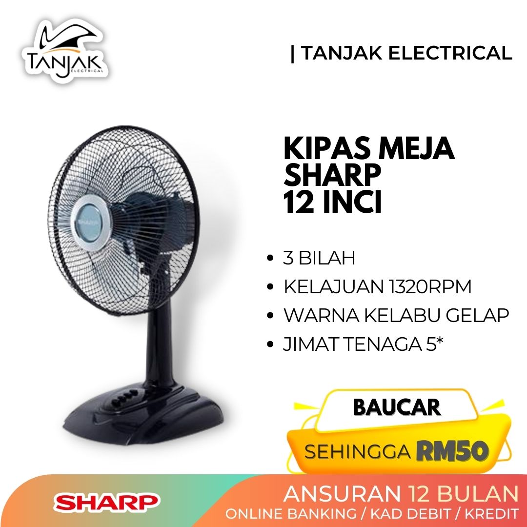 Sharp 12 Inch Table Fan Dark Grey PJT129GY - Tanjak Electrical