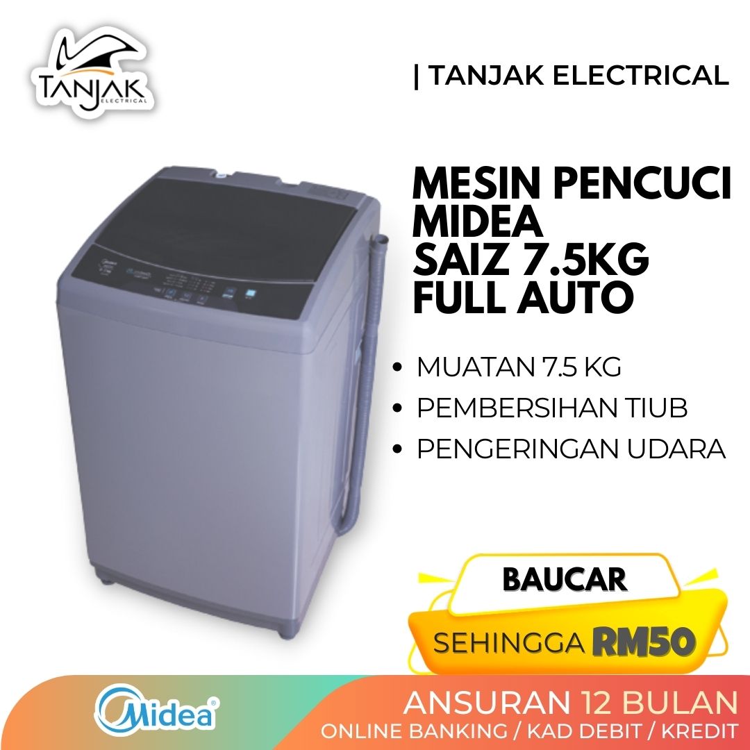 Midea 7.5KG Full Auto Washing Machine MFW 752S - Tanjak Electrical