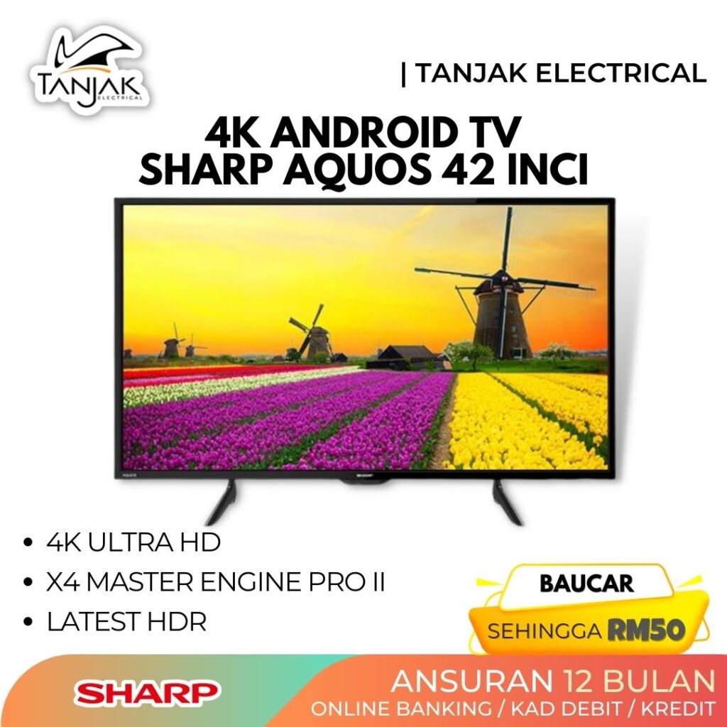 Sharp AQUOS 42 Inch 4K UHD Android TV 4TC42CK1X - Tanjak Electrical