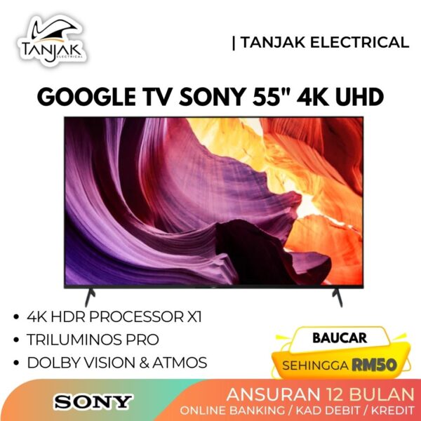 Sony 55 Inch LED 4K UHD HDR Smart TV Google TV KD 55X80K - Tanjak Electrical
