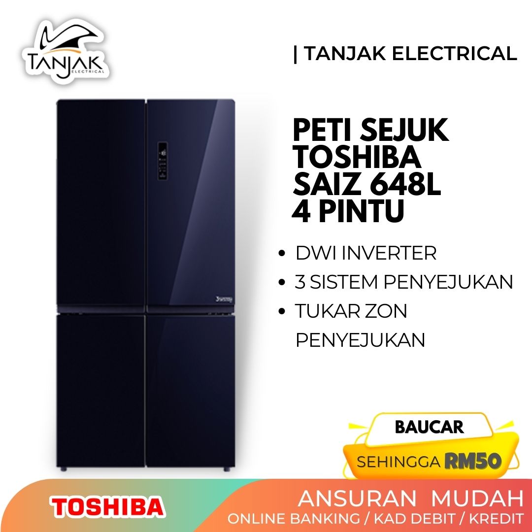 Toshiba 648 Liter Multi Door Dual Inverter Refrigerator GR RF646WE PGY24 - Tanjak Electrical