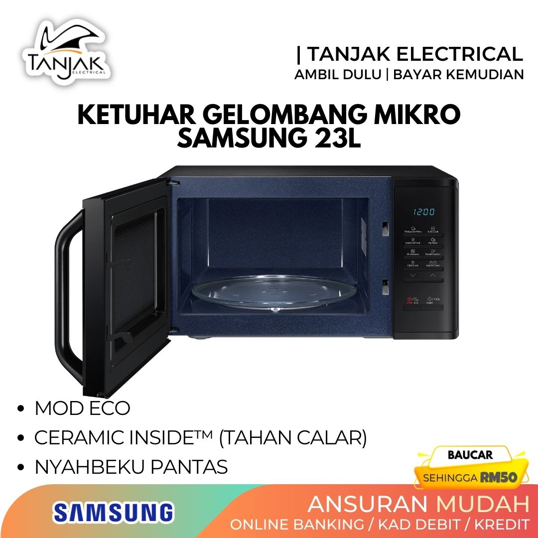 Samsung 23L Solo Microwave Oven with Quick Defrost MS23K3513AK 2 - Tanjak Electrical