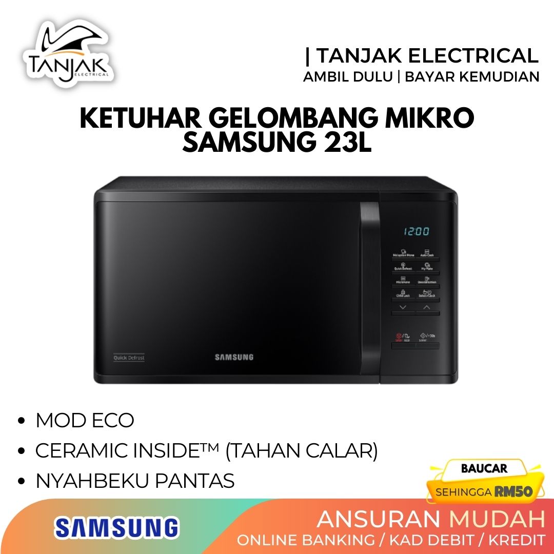 Samsung 23L Solo Microwave Oven with Quick Defrost MS23K3513AK - Tanjak Electrical