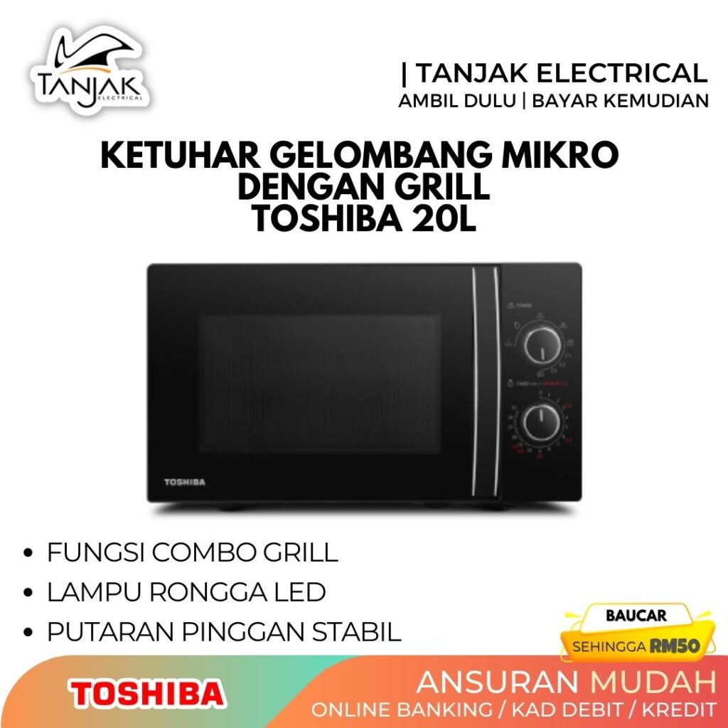 Toshiba 20L Grill Microwave Oven MW MG20PBK - Tanjak Electrical