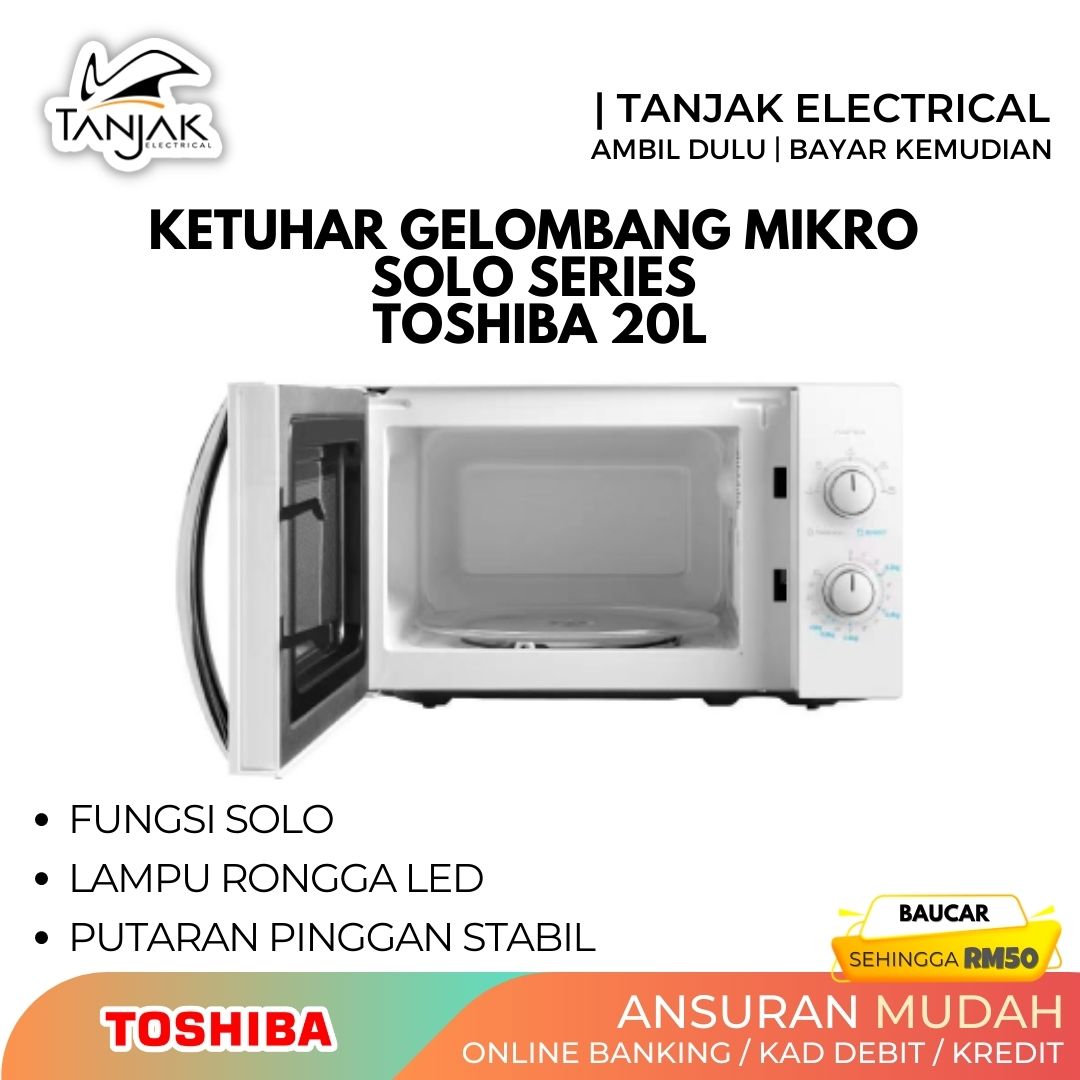 Toshiba 20L Solo Series Microwave Oven MWP MM20PWH 2 - Tanjak Electrical