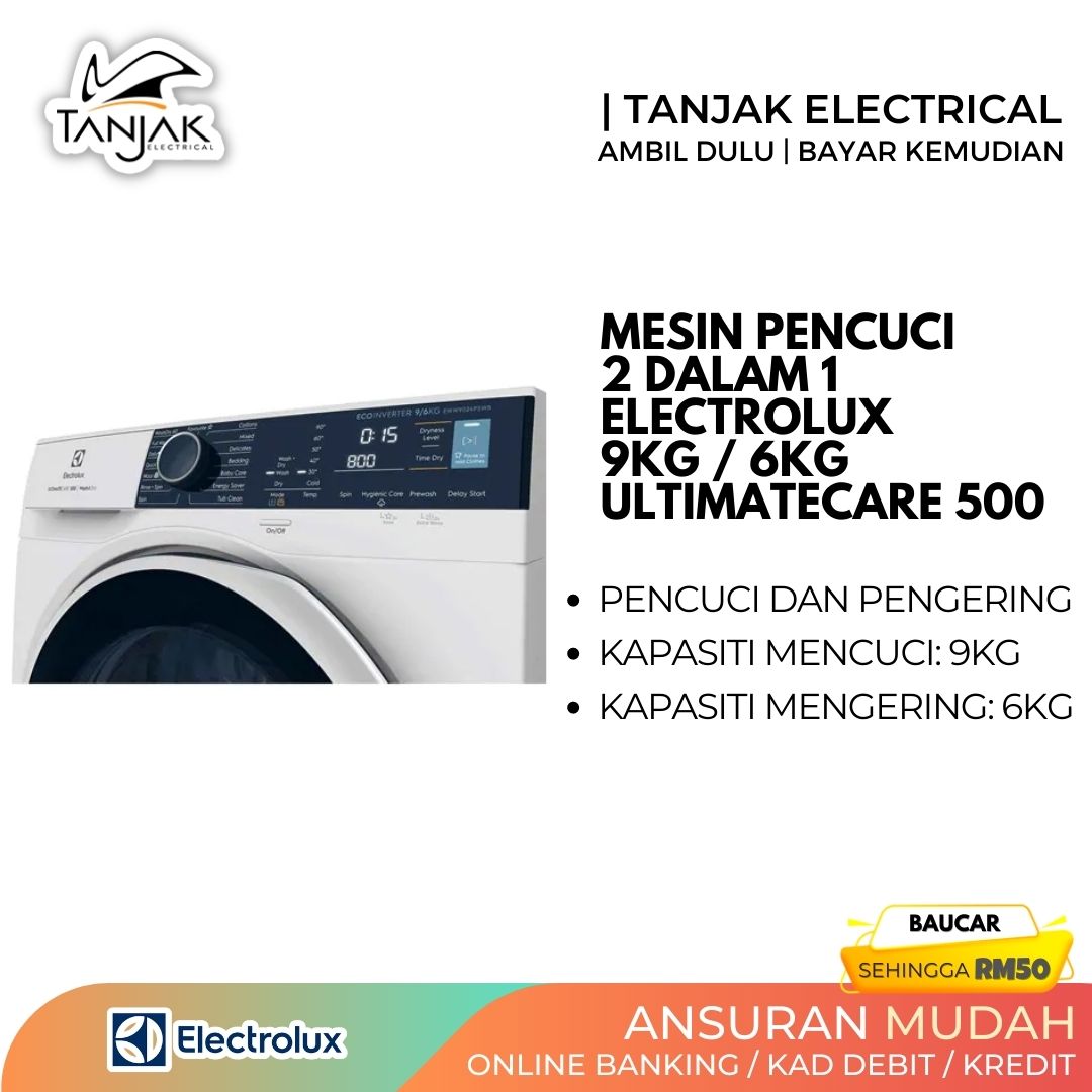 Electrolux 2 in 1 Washer Dryer 9kg 6kg Inverter UltimateCare 500 EWW9024P5WB 3 - Tanjak Electrical