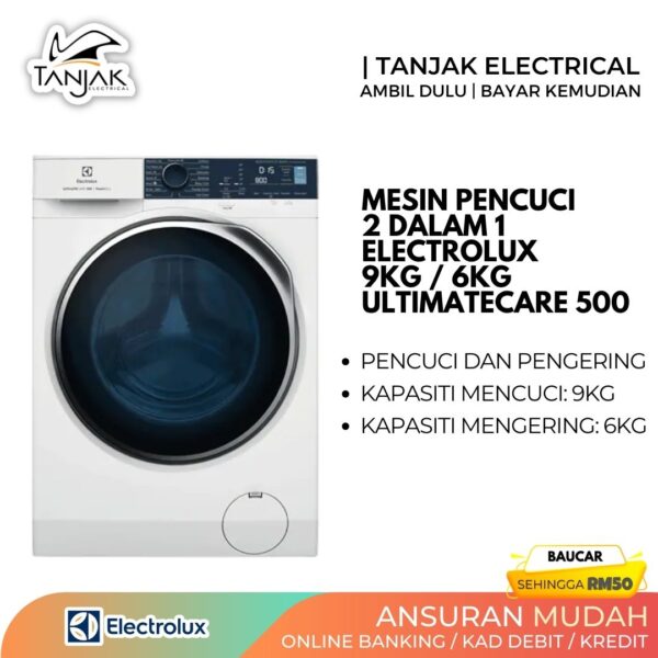 Electrolux 2 in 1 Washer Dryer 9kg 6kg Inverter UltimateCare 500 EWW9024P5WB - Tanjak Electrical
