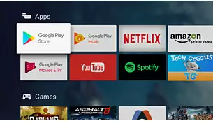 Google Play store and Philips app gallery - Philips 65 4K UHD LED Andoid TV 65PUT7374-68