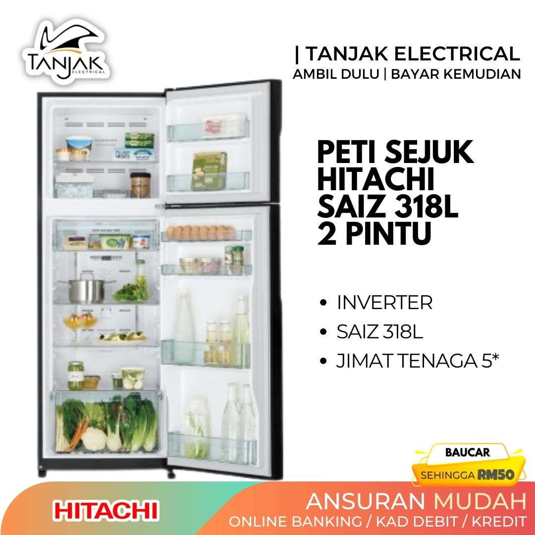 Hitachi 318L 2 Door Inverter Refrigerator R H355P7MBBK 2 - Tanjak Electrical