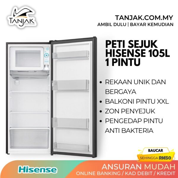 Hisense 105L Single Door Fridge Refrigerator RR239D4ABN 2 1 - Tanjak Electrical
