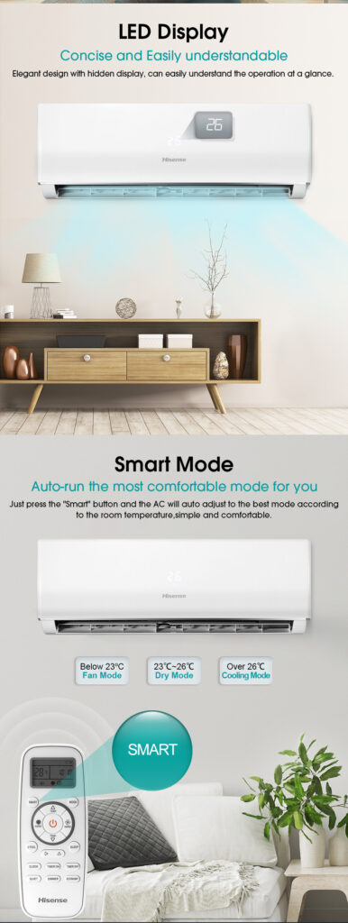 03 Hisense 1.0HP R32 Non Inverter Air Conditioner AN10DBG2 - Tanjak Electrical