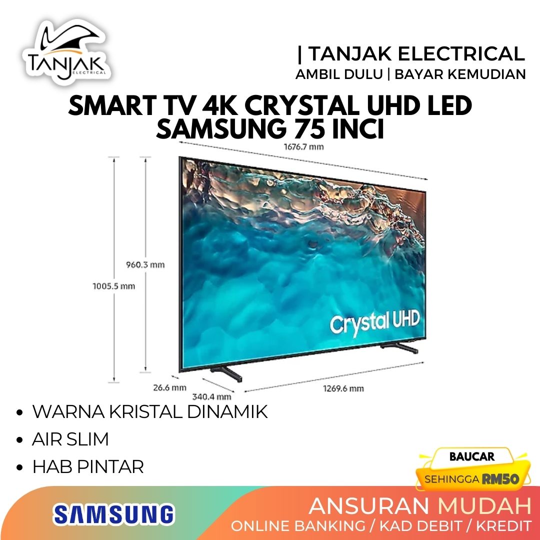 Samsung 75 4K Crystal UHD Smart TV UA75BU8000 2 - Tanjak Electrical