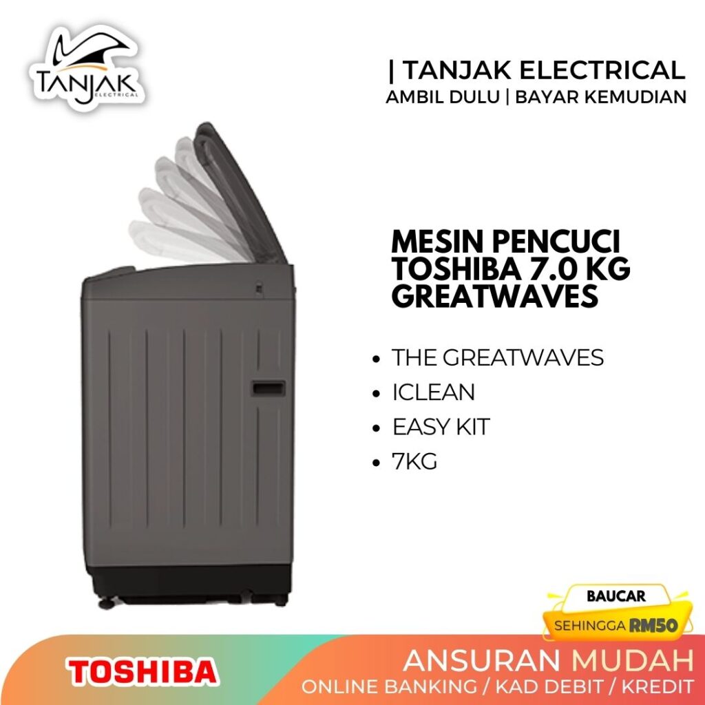 Toshiba 7.0 KG Washing Machine GreatWaves Washer AW J800AMSG 3 - Tanjak Electrical
