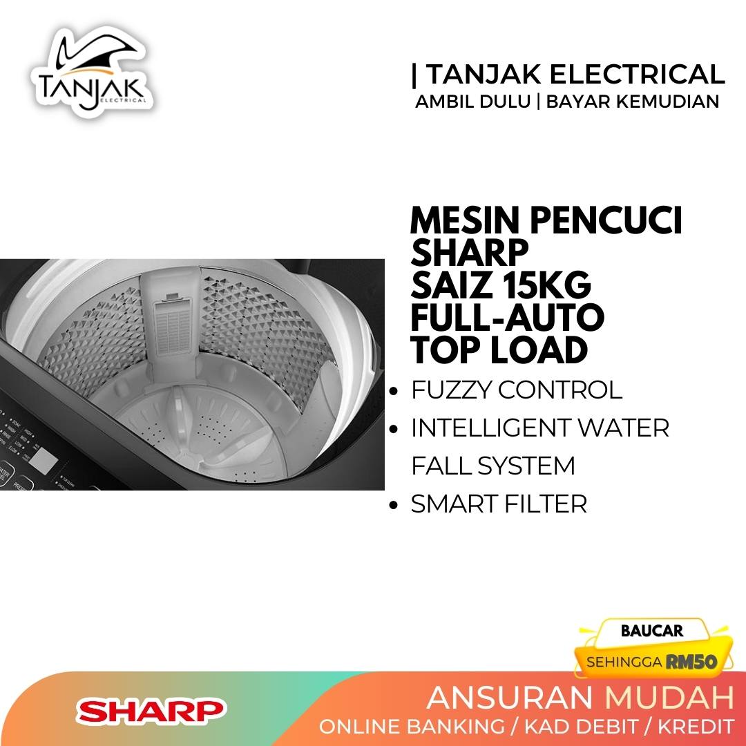 Sharp 15kg Full Auto Washing Machine Top Loader ESX1521