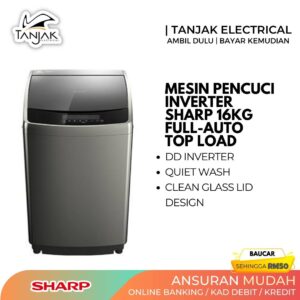 Sharp 16kg Full Auto Washing Machine Inverter Top Loader ESY1619
