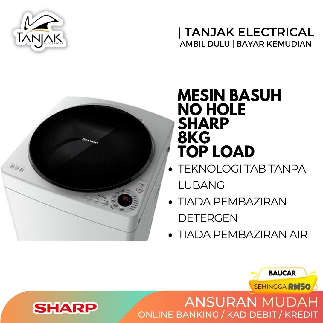 Sharp Washing Machine 8kg Top Load ESW809H No Hole Washing Machine (2)