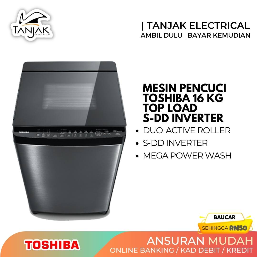 Toshiba Washing Machine Top Load AW-DG1700WM(SS) 16kg S-DD Inverter - Nano Wash