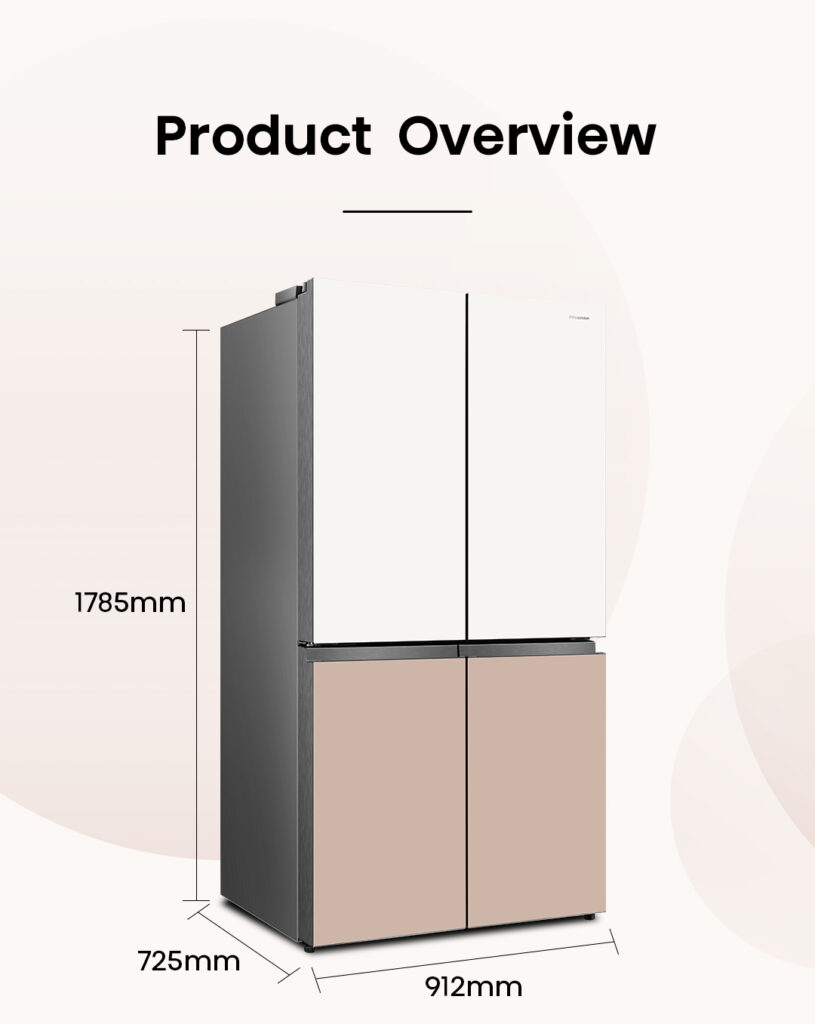 Measurement - Hisense 4 Door Fridge RQ768N4AW-KU PureShine Series 12