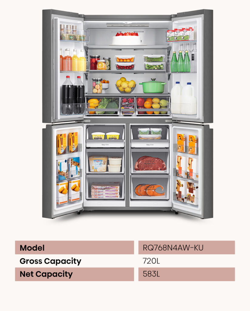 Soft LED Lighting - Hisense 4 Door Fridge RQ768N4AW-KU PureShine Series