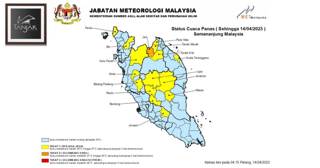 Peta suhu Malaysia 14 April 2023 - Tips Menghadapi Cuaca Panas di Malaysia - Selesa dan Selamat