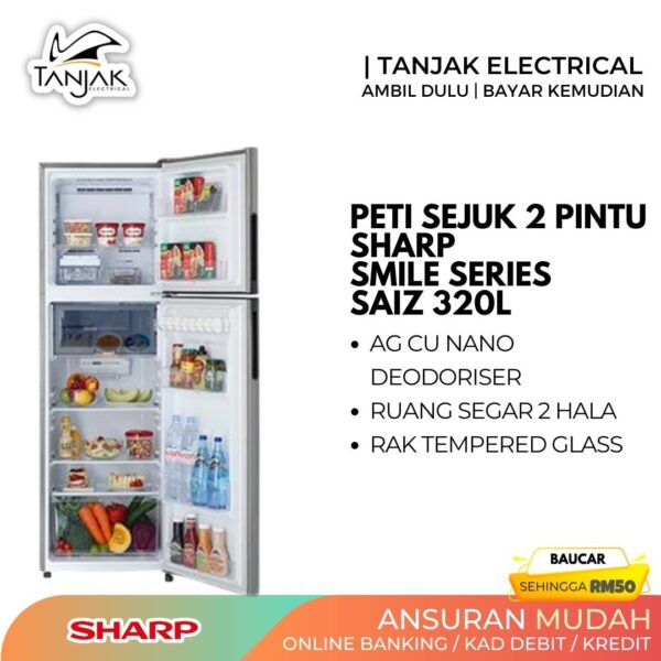 Sharp Refrigerator 2 Door 320L SJ325MSS Smile Series (2)