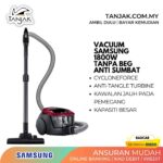 Samsung Vacuum Cleaner VC18M31A0HP Canister Bagless with Anti-Tangle Turbine, 370W