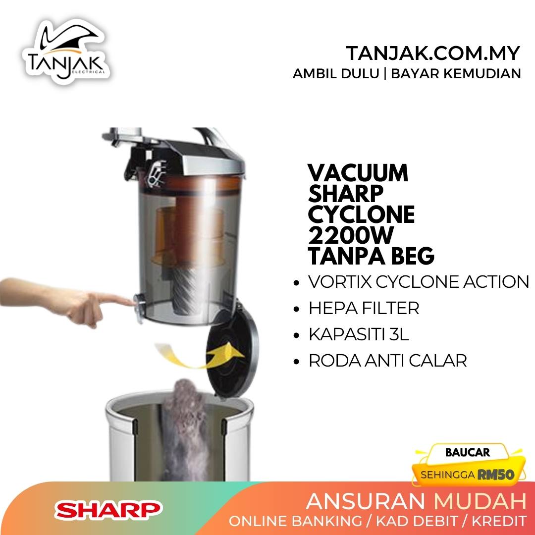One-Click disposal Sharp ECC2219N Bagless Vacuum Cleaner 2200W