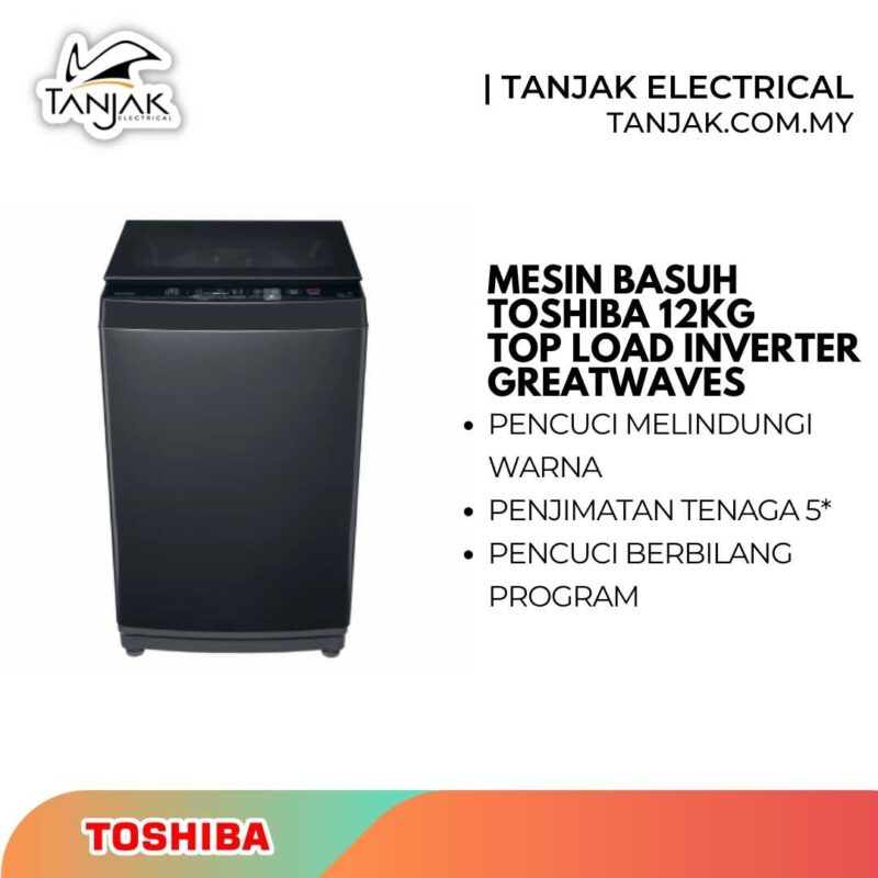 Toshiba Washing Machine 12KG AW-DUK1300KM(SG) GreatWaves Top Load Inverter