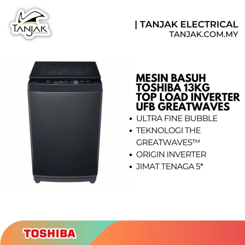Toshiba Washing Machine 13KG AW-DUM1400LM(SG) UFB GreatWaves Top Load Inverter
