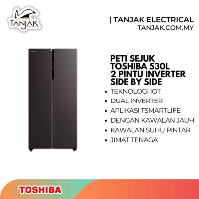 Toshiba Refrigerator 2 Door GR-RS600WI-PMY (37) 530L Side-by-Side