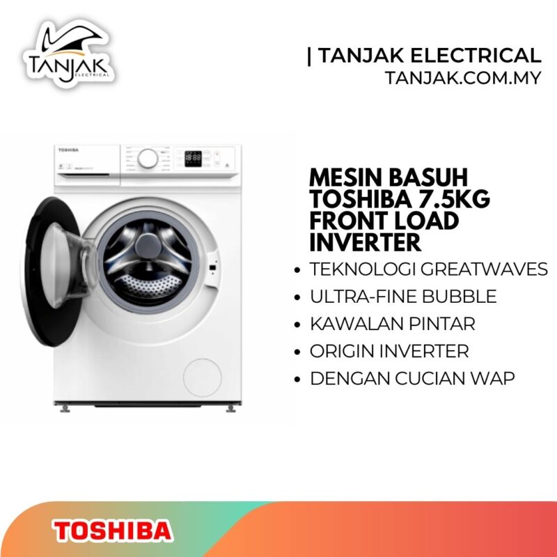 Toshiba Washing Machine 7.5KG TW-BL85A2M(WK) Front Load Inverter