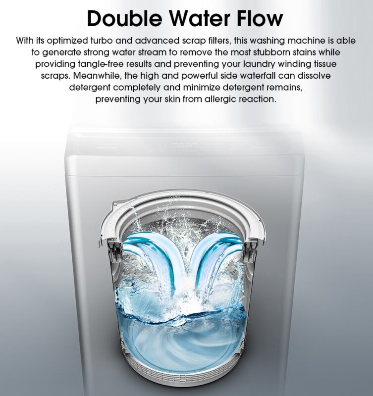 Double Water Flow - Hisense Washing Machine 10.5KG WTJA1101T Top Load Auto - Tanjak Electrical