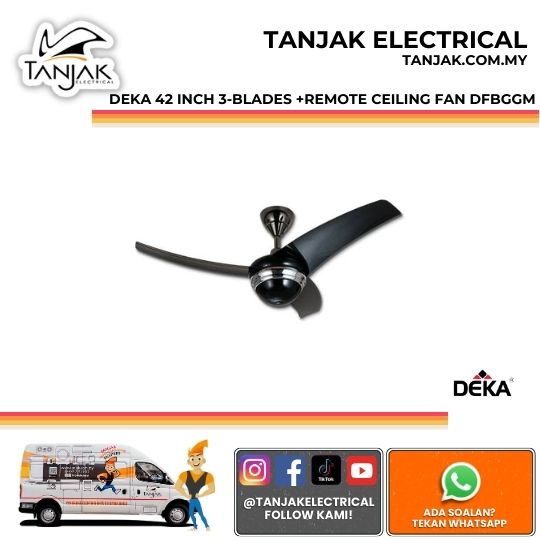 Deka 42 inch Baby-G Ceiling Fan +Remote Black DFBGGM